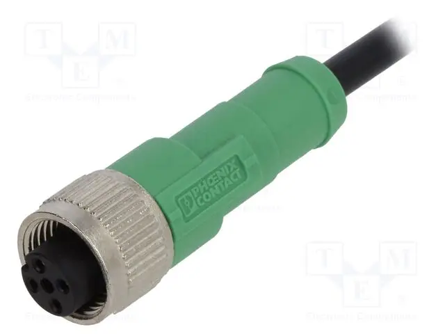 Phoenix Sac-4P-M12Fs Sensor/Actuator Cable – 4-Pin, Halogen-Free Pur, Black-Gray Ral 7021, Straight M12 Socket 1