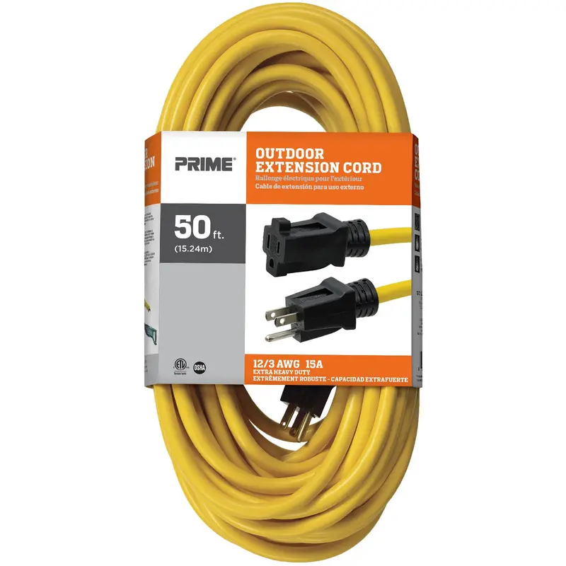 Prime Ec500830 – 50-Foot 12/3 Sjtw Yellow Durable Outdoor Extension Cord 1