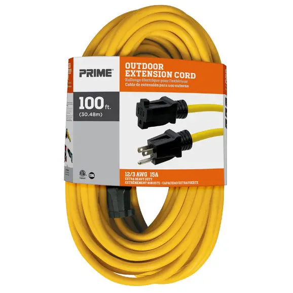 Prime Ec500835 – 100-Foot 12/3 Sjtw Yellow All-Weather Outdoor Extension Cord 1
