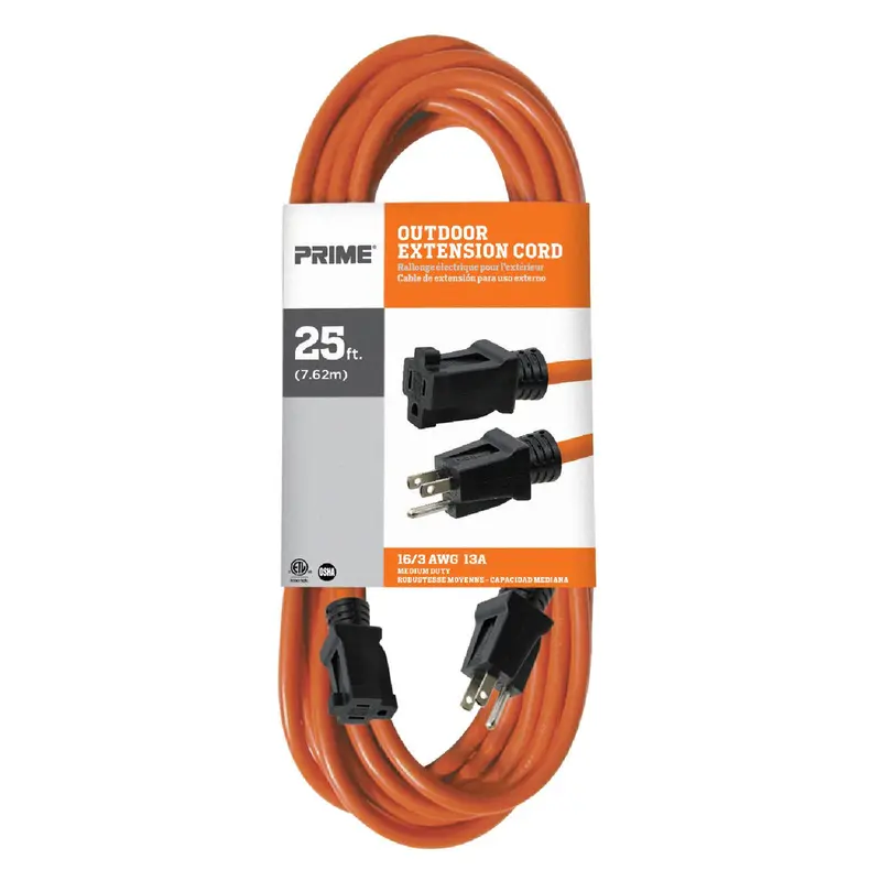 Prime Ec501625 – 25-Foot 16/3 Sjtw Orange Heavy-Duty Outdoor Extension Cord 1