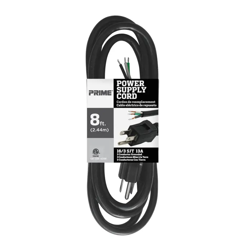 Ps010608 – 8-Foot 16/3 Sjt Power Supply Replacement Cord – Prime Wire & Cable 1