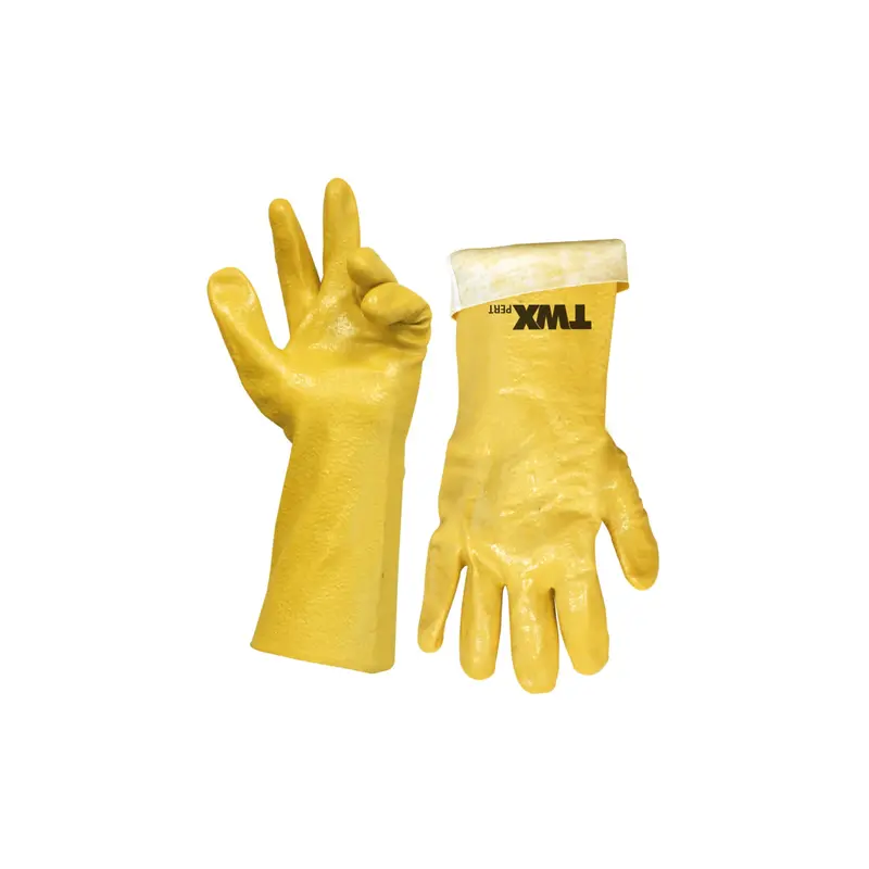 Pvc Chemical-Resistant Gloves – Yellow, 14-Inch Length With Cotton Flock Lining (Dozen) 1