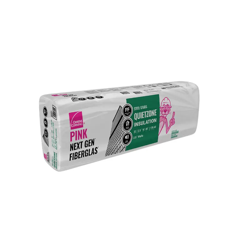 Quietzone® Next Gen™ Fiberglass Insulation – R13, 16" X 48" X 3-5/8", Pink (128 Sq Ft/Bag) 1