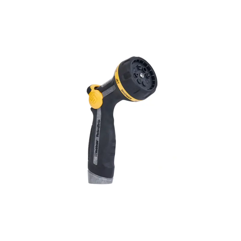 Relaxgrip Adjustable Hose Nozzle – 8 Spray Patterns, Rear Thumb Control, Black/Yellow 1