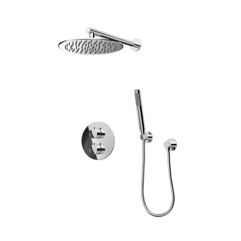Round 2-Way Shower System – Compact Dual-Output Shower Configuration 1