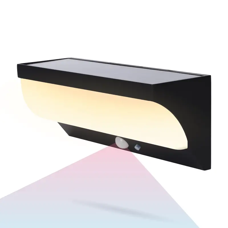 Rounded Aluminum Solar Wall Sconce With Motion Sensor And Led Lightbar 1
