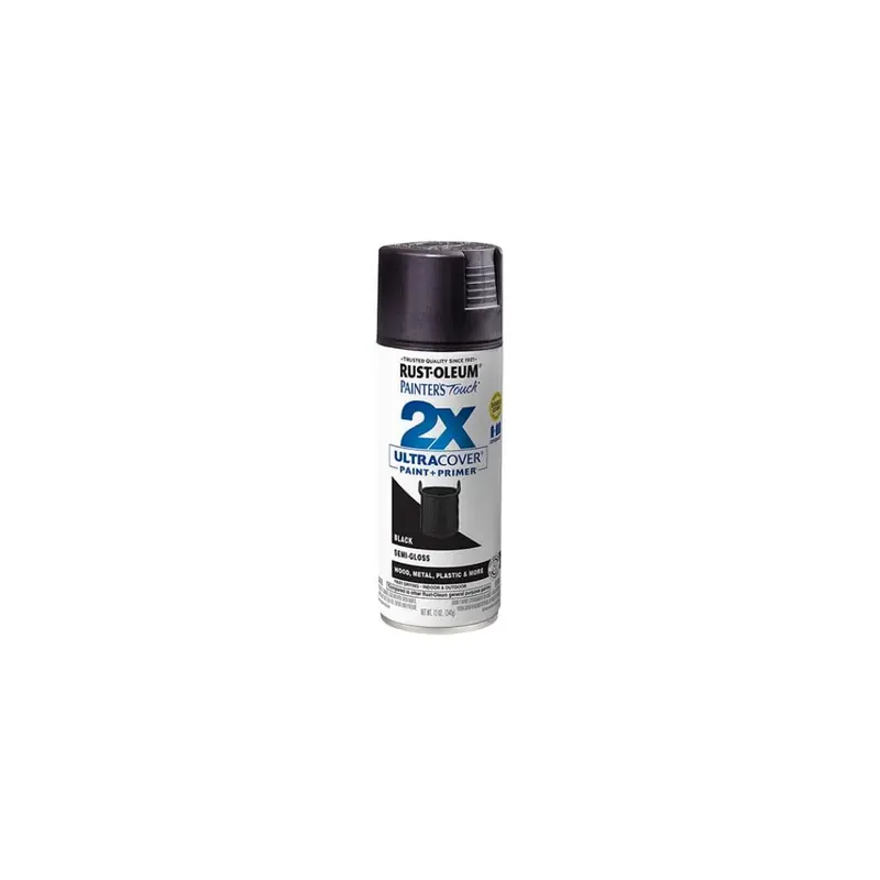 Rust-Oleum Painter’S Touch 2X Ultra Cover Spray Paint – Semi-Gloss Black, Fast-Drying 1