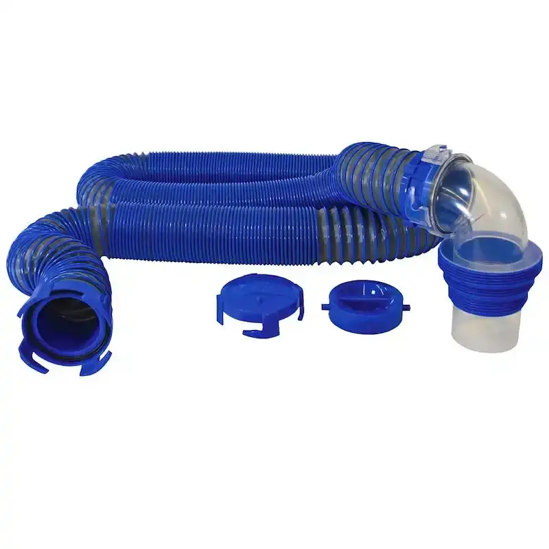 Rv Sewer Hose Kit – 15-Foot Reinforced Plastic Ribbed Hose With Storage Bag And Fittings 1