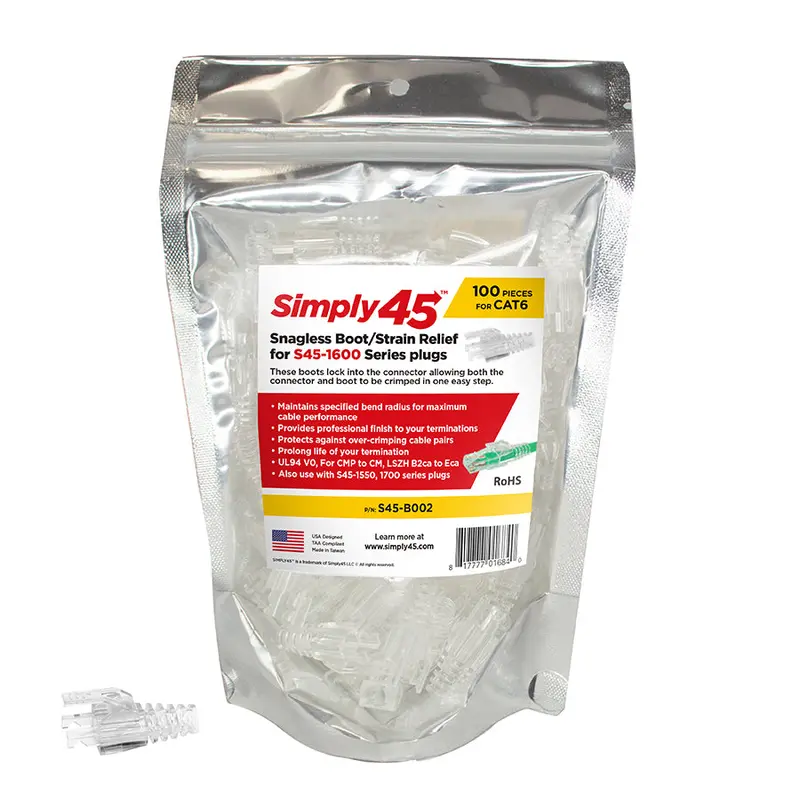 S45 Pass-Through Strain Reliefs For Cat6/6A Utp & Cat5E Stp Plugs – 100-Count Bag 1
