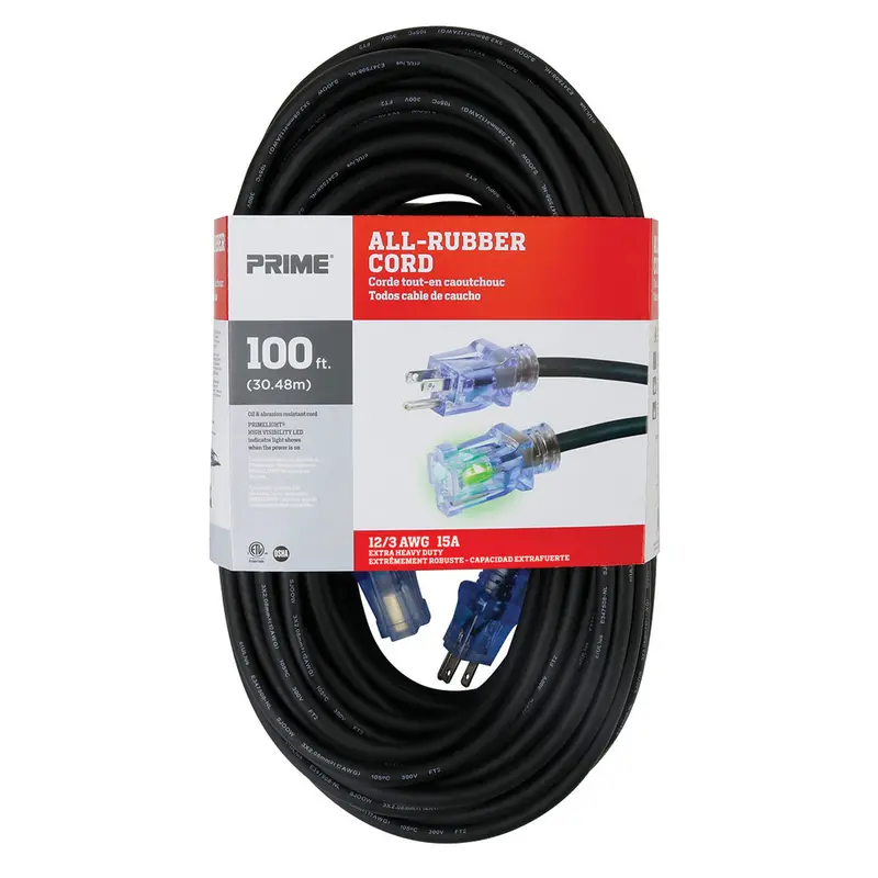 Seec732835 – 100-Foot 12/3 Sjoow All-Rubber Outdoor Extension Cord – Prime Wire & Cable 1