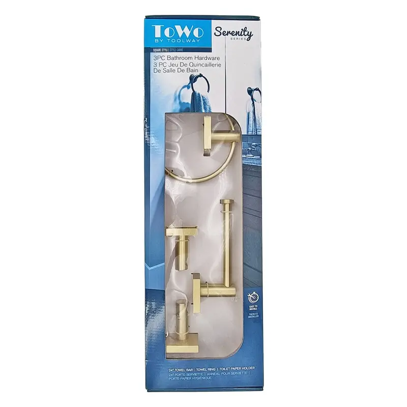Serenity 3-Piece Brushed Gold Bathroom Fixture Set – Wall-Mount Style 1