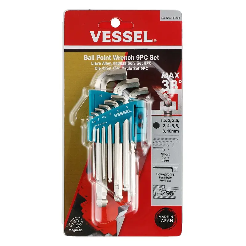 Short-Style Stubby Ball-Point Hex Key Set – 9-Piece, Metric – Model 8209Bpsu 1