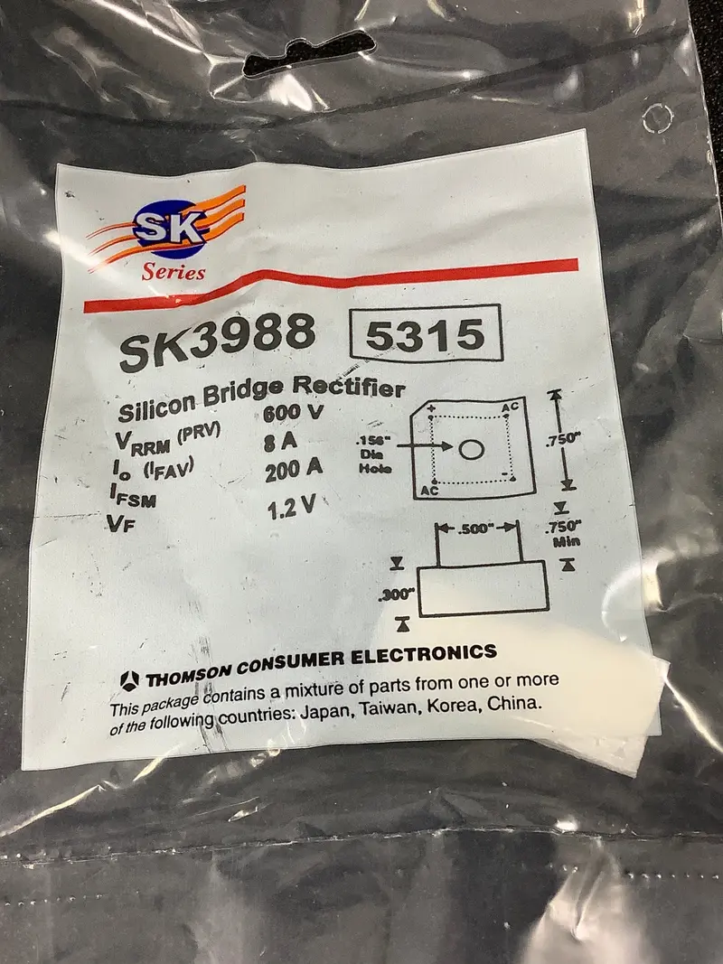 Sk Silicon Bridge Rectifier – 8 A, 600 V Piv (Direct Replacement For Nte5315/Ecg5315) 1