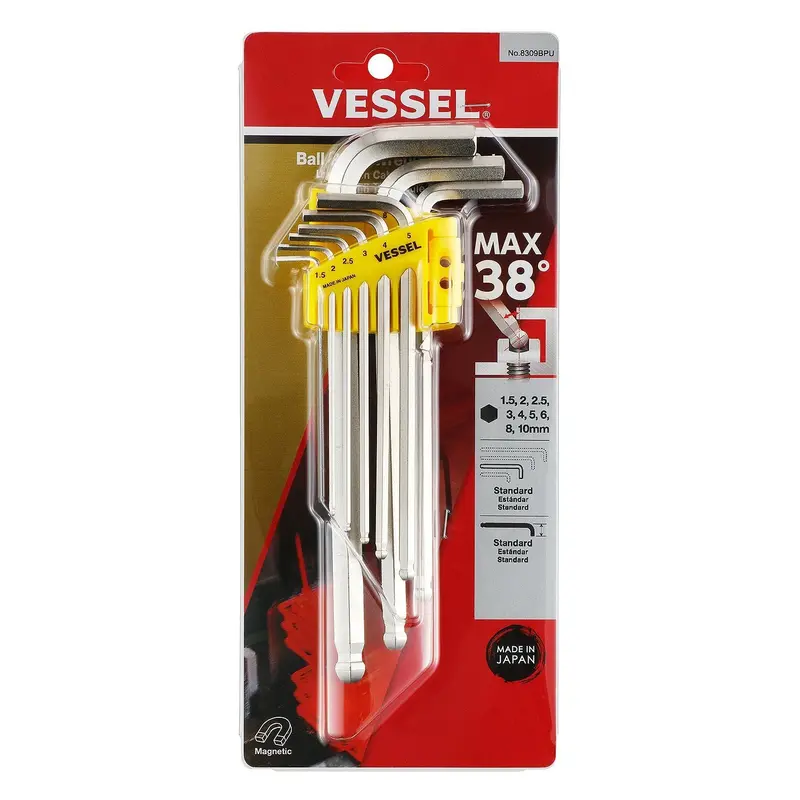 Standard Ball-Point Hex Key Set – 9-Piece, Metric – Model 8309Bpu 1