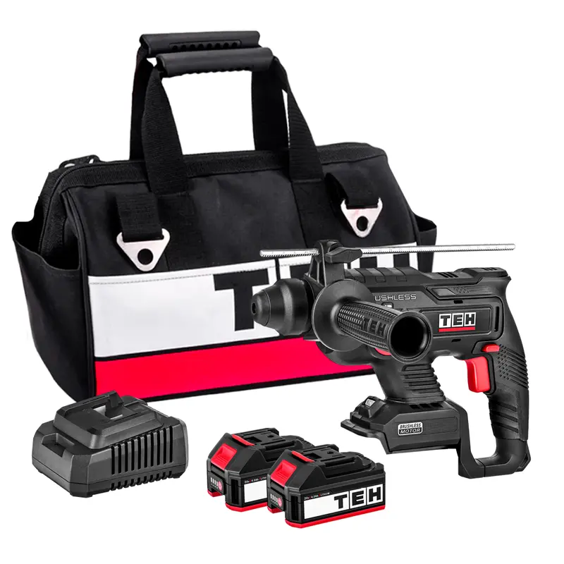 Tehtools 20V Hammer Drill With 22Mm Capacity, Dual 4.0Ah Batteries, Charger, And Carry Bag 1