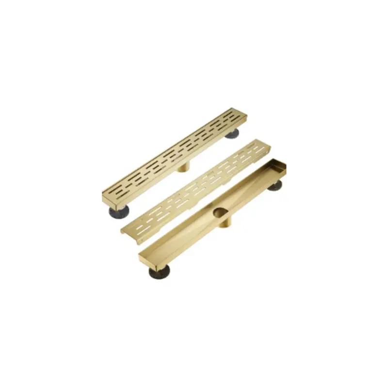 Tile-In Linear Drain With Integrated Grille – Brushed Gold Finish (Htl-G01) 1