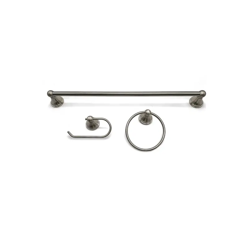 Venus 3-Piece Satin Nickel Bathroom Hardware Set – Wall-Mount Configuration 1