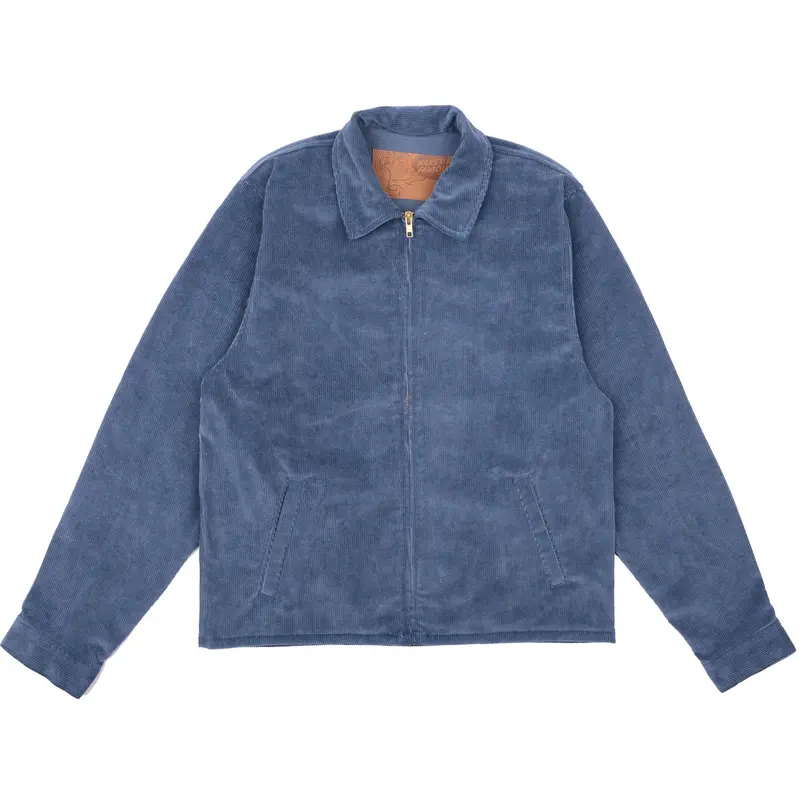 Zip-Up Jacket In Faded Organic Corduroy – Deep Indigo 1