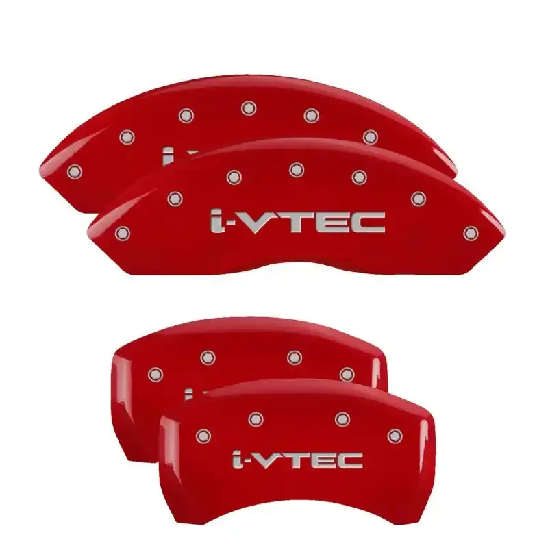 Mgp Engraved Caliper Covers For Acura – Front & Rear Set With Red Finish And Silver Chrome Detailing 1